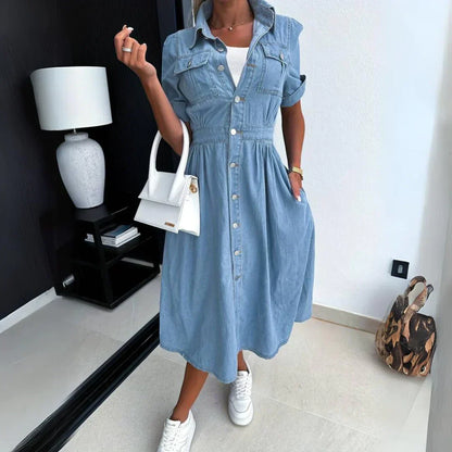 Nina | Classic Denim Midi Dress