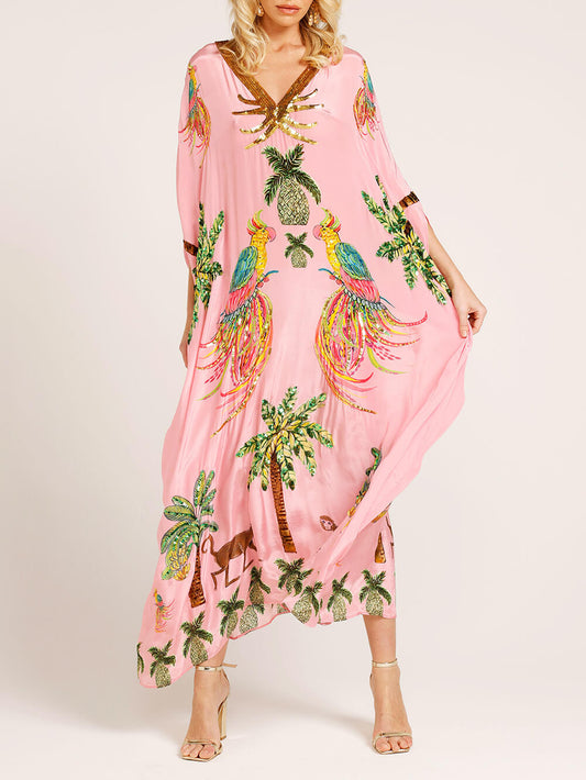 Maya | Sleeve Coconut Tree Printed Dress