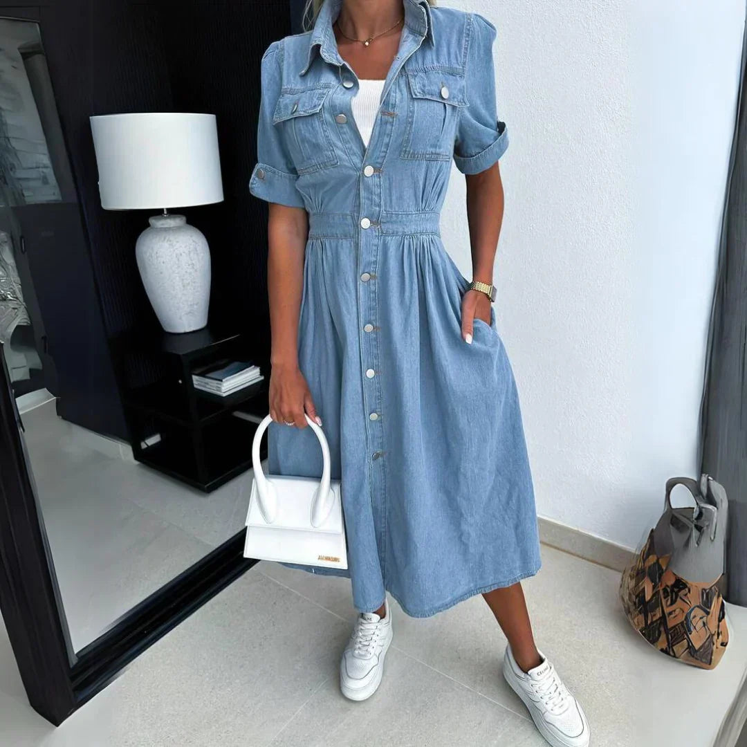 Nina | Classic Denim Midi Dress