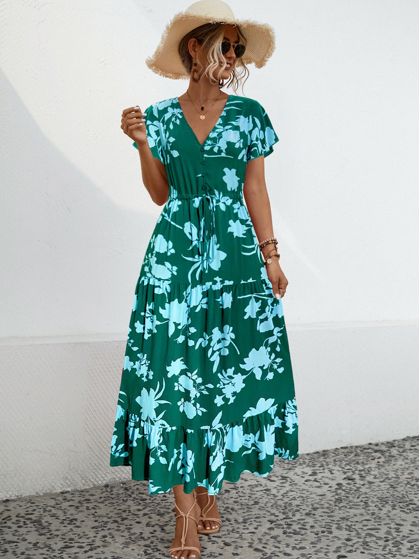 Nina | V-Neck Flower Dress