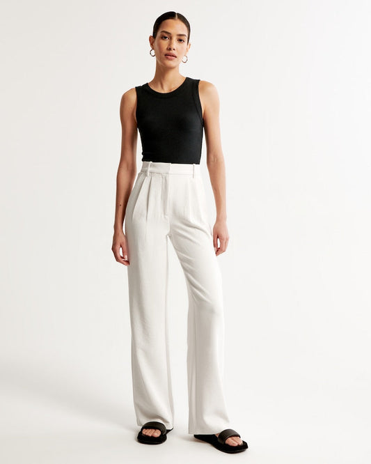 White Wide-Leg Pants