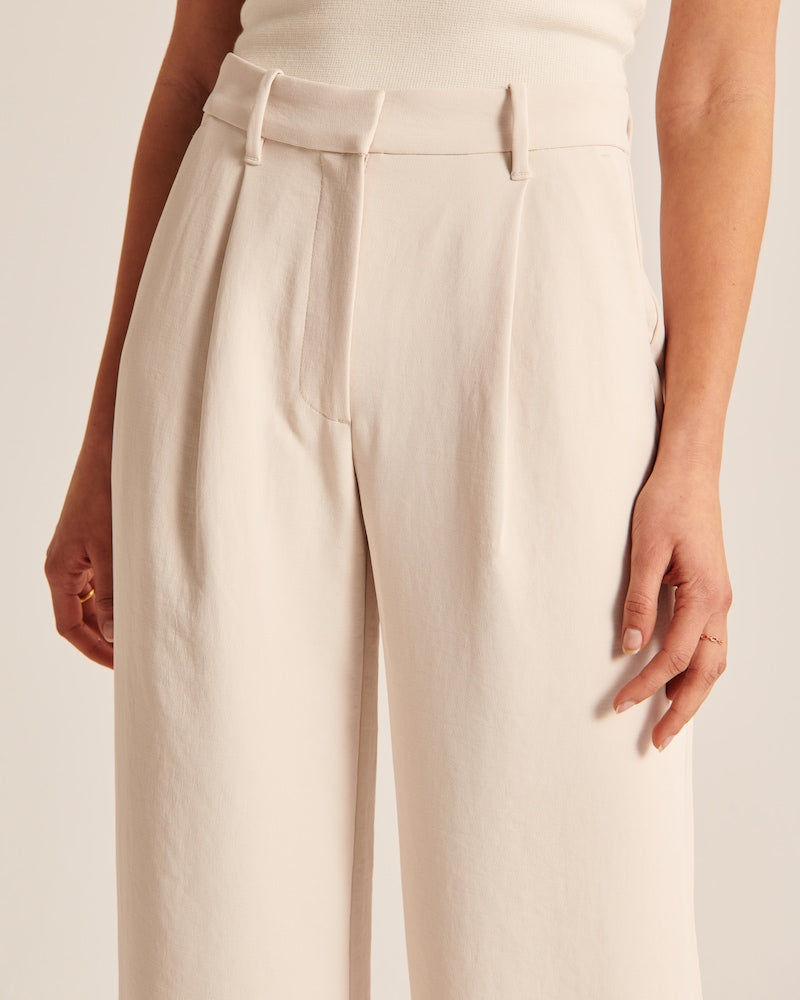 Beige Wide-Leg Pants